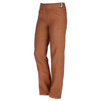 Pantalon en lin confortable de couleur cannelle, bien coupé