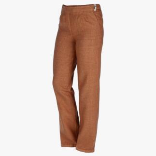 Pantalon en lin confortable de couleur cannelle, bien coupé