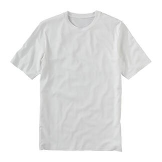 T-shirt basique Tencel™ blanc sur fond gris.