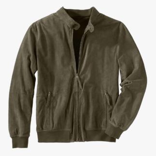 Veste en cuir OCONI ouverte sur fond blanc.