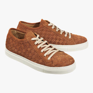 Paire de sneakers tressés bruns Casanova avec lacets blancs