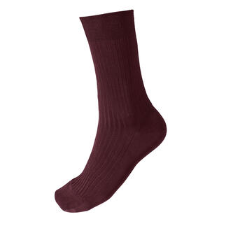 Chaussette en coton rouge profond côtes vue de côté.