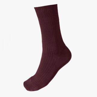 Chaussette en coton rouge profond côtes vue de côté.