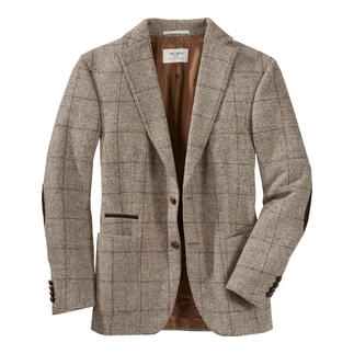 Veste Carl Gross Harris Tweed en beige à motif écossais.