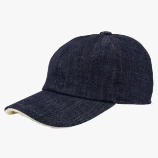 Casquette en denim bleu foncé avec doublure en teddy.
