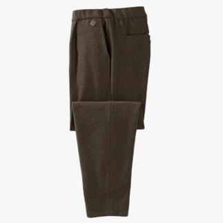 Pantalon Softwalk pour homme en brun foncé, posé sur une table.