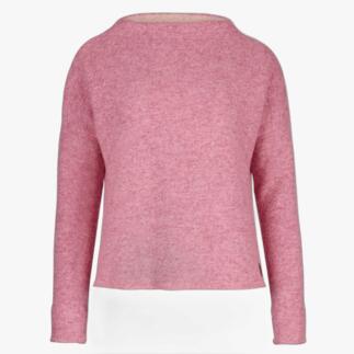 Vue arrière du pull en laine rose à col rond