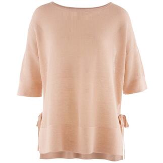 Vue de face de la tunique en maille beige.