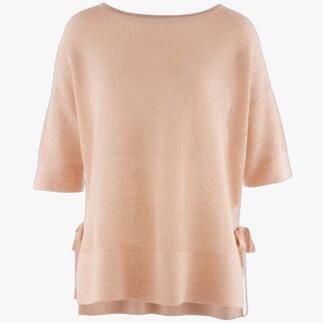 Vue de face de la tunique en maille beige.