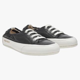 Baskets slip-on Candice Cooper noires avec lacets blancs, vue de face