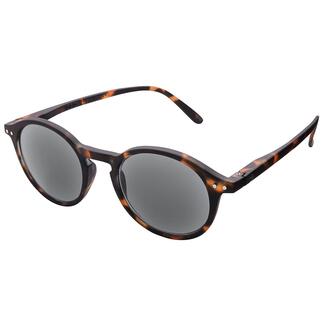 Lunettes de soleil en écaille de tortue avec verres gris.