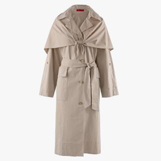 Trench-coat beige avec ceinture à nouer