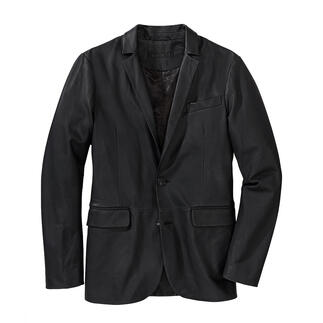 Blazer noir OCONI en cuir d'agneau sur le cintre