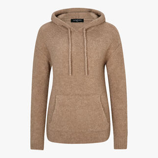 Hoodie en lain de chameau beige avec poche kangourou et capuche