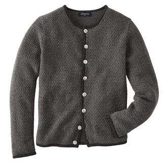 Gilet en tricot gris foncé avec des boutons ronds, en mélange alpaga-yak.