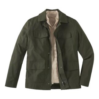 Veste de terrain imperméable en olive avec boutons et poches