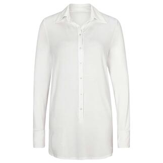 Blouse longue en Tencel™ off-white avec fermeture à boutons