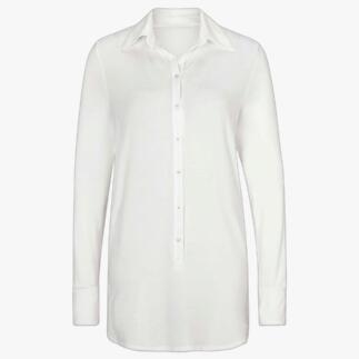 Blouse longue en Tencel™ off-white avec fermeture à boutons