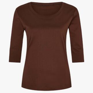 T-shirt marron en taille 36 sur fond blanc.