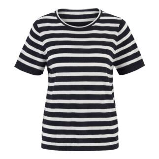 T-shirt à rayures en merino noir et blanc.