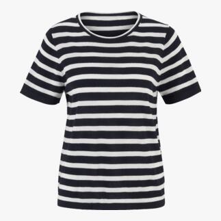 T-shirt à rayures en merino noir et blanc.