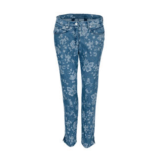 Vue de face des jeans magiques RAPHAELA BY BRAX fleuris.