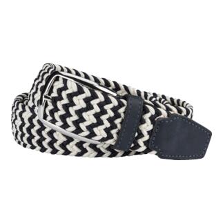 Belt élastique marine/crème sur un fond blanc.