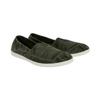 Deux slip-ons verts foncés Natural World vus de face.