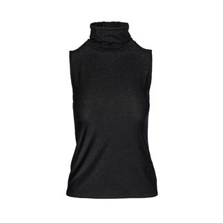 Haut à col roulé noir sans manches.