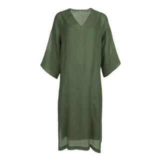 Robe kaftan en ramie LaSalle Amsterdam en vert avec une coupe ample.