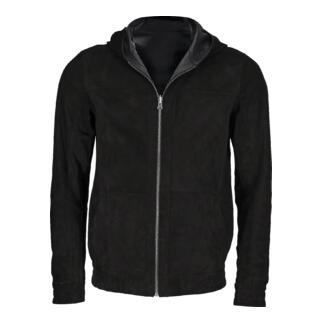 Hoodie en cuir réversible OCONI en noir avec capuche, matériau doux