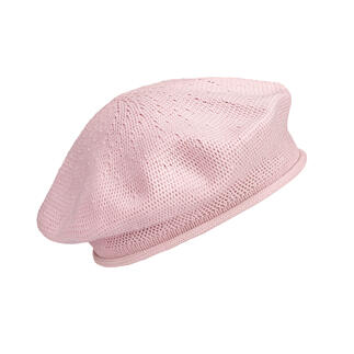 Béret en coton rose à structure en filet.