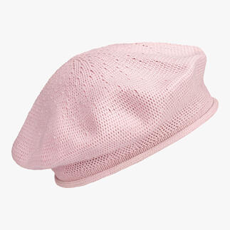 Béret en coton rose à structure en filet.