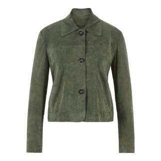 Chemise en cuir de chèvre verte avec des boutons