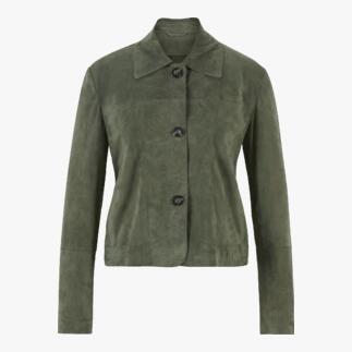 Chemise en cuir de chèvre verte avec des boutons