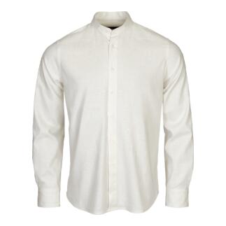 Chemise en lin confortable couleur blanc cassé avec col montant.