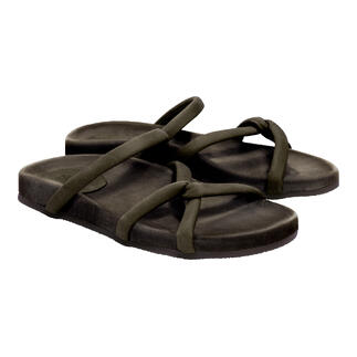Paire de pantoufles confortables Werner en beige, vue à plat