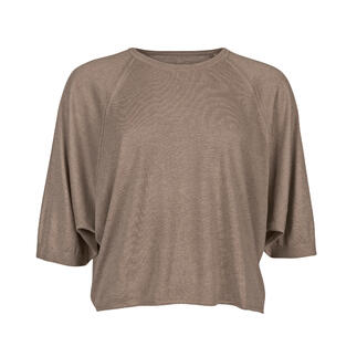 Pull en soie et cachemire beige en taille 36.