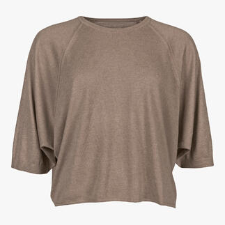 Pull en soie et cachemire beige en taille 36.