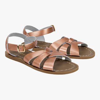 Sandales en cuir Salt-Water élégantes en or rose avec des brides étroites.