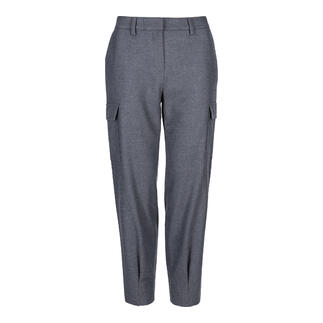 Pantalon cargo en laine dans une couleur grise, présenté de face.