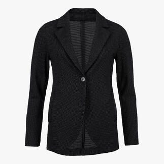 Blazer noir à pois blancs avec col ouvert