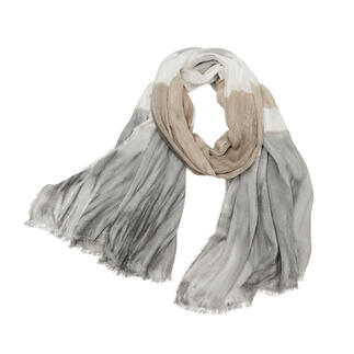 Châle en bambou dans des nuances douces de gris avec des franges