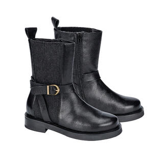 Bottes de biker noires avec fermeture éclair latérale et boucle.