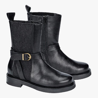 Bottes de biker noires avec fermeture éclair latérale et boucle.