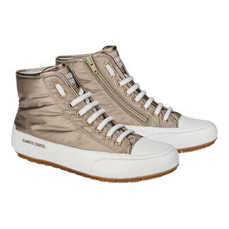 Paire de baskets Candice Cooper Glam en or brillant, sur fond neutre.
