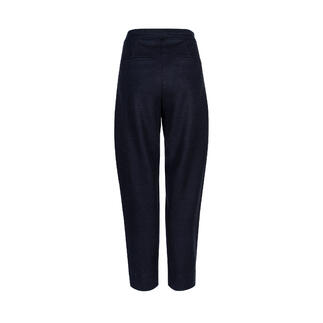 Vue arrière d'un pantalon à plis bleu foncé