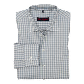Chemise en soie Vichy pliée avec col et boutons visibles