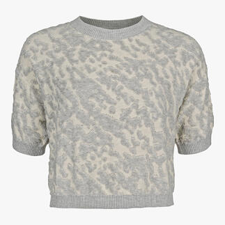 Twinset court gris en jacquard 3D à manches courtes.