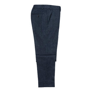 Vue latérale d'un pantalon en tweed Donegal sur fond blanc
